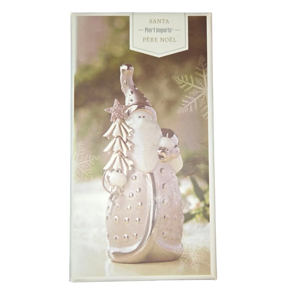 Pier 1 Imports Santa Père Noël White & Silver Tone Santa With Box 4